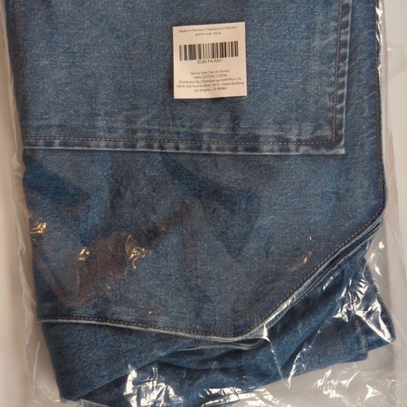 Summer Rose Oversized Stonewash Denim Tote Bag - Plain No Posies Appliques - Picture 3 of 5